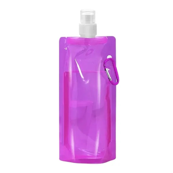 16oz Collapsible Travel Water Bottle with Carabiner Clip