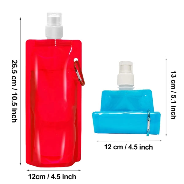 16oz Collapsible Travel Water Bottle with Carabiner Clip