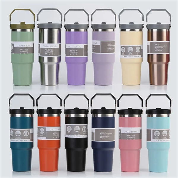 30 Oz Ice Flow Stainless Steel Tumbler with Straw