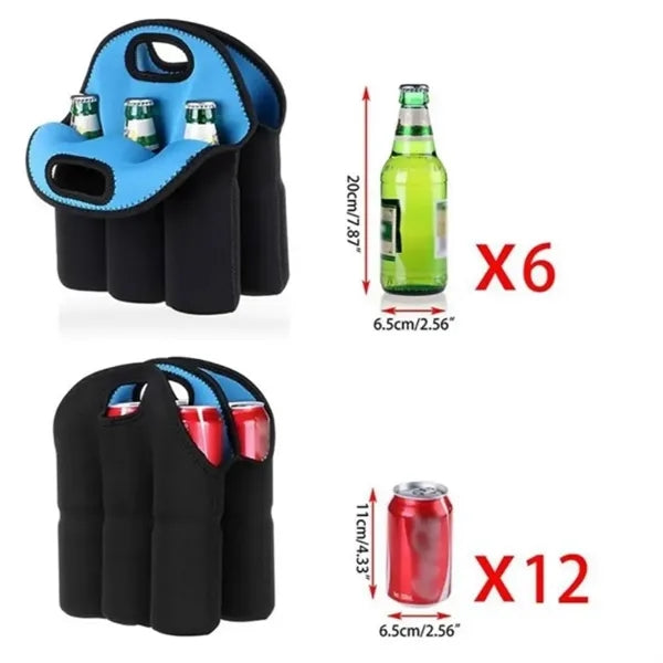 6 Pack Neoprene Beer Carrier Tote Bag