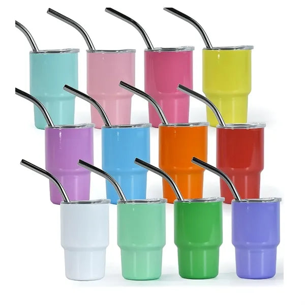 3oz Mini Tumbler Shot Glass with Straw and Lid
