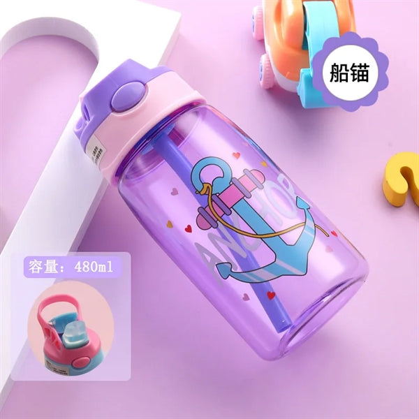 Kids Plastic Water Bottle with Spill-Proof Lid