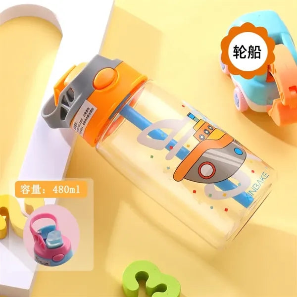 Kids Plastic Water Bottle with Spill-Proof Lid