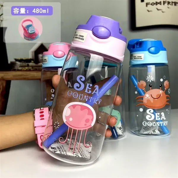 Kids Plastic Water Bottle with Spill-Proof Lid