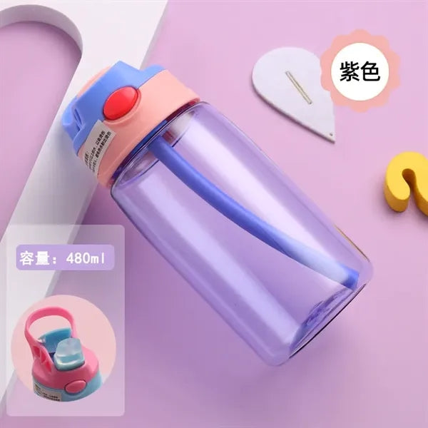 Kids Plastic Water Bottle with Spill-Proof Lid