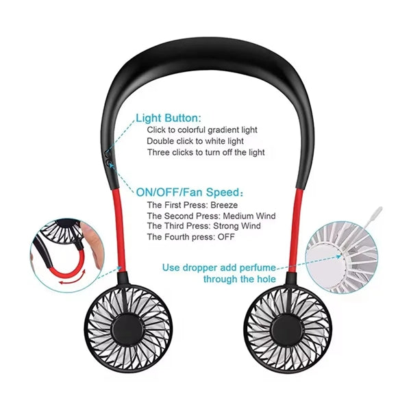 Hand Free Bendable Neck Fan With USB Rechargeable