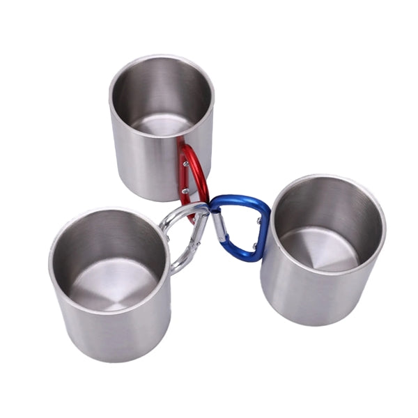 8Oz Stainless Steel Portable Mug With D-Ring Carabiner Hook