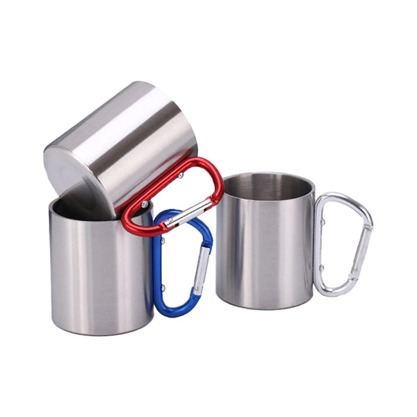 8Oz Stainless Steel Portable Mug With D-Ring Carabiner Hook