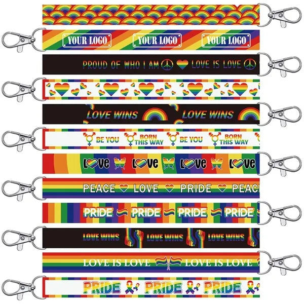 Gay Pride Rainbow Lanyard Keychains