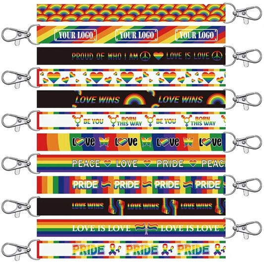 Gay Pride Rainbow Lanyard Keychains