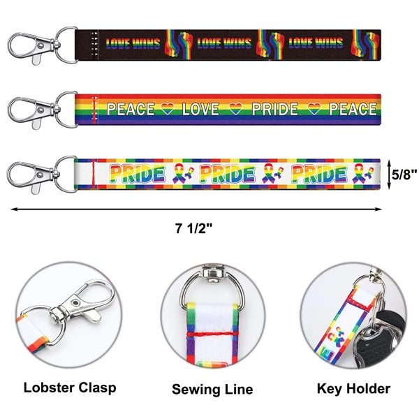 Gay Pride Rainbow Lanyard Keychains