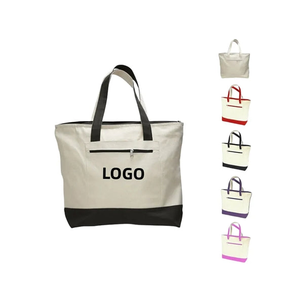 Canvas Boat Tote with Zipper Pocket