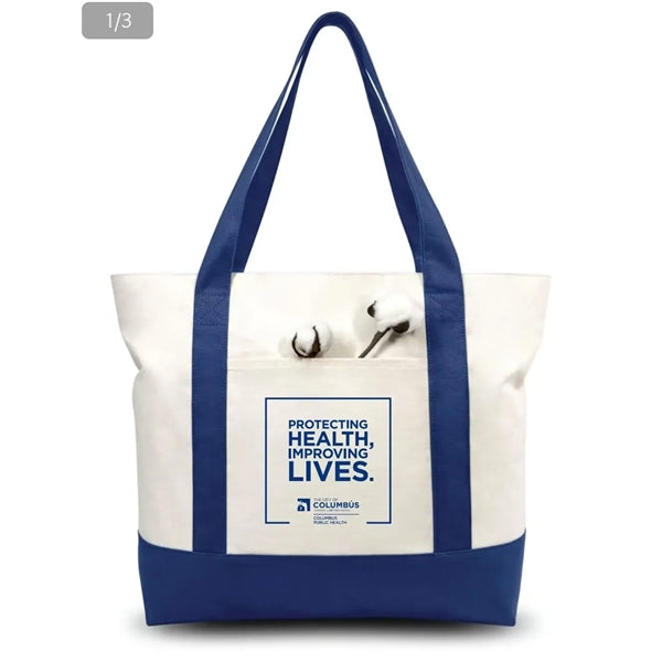 Big Canvas Tote Bag With Front Pocket