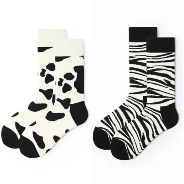 Cow Zebra Stripe Dress Socks