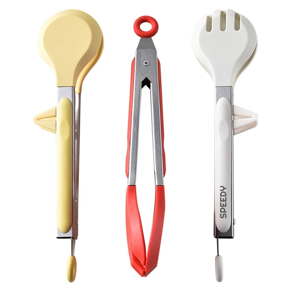 Kitchen Tongs with Silicone Tips and Stand