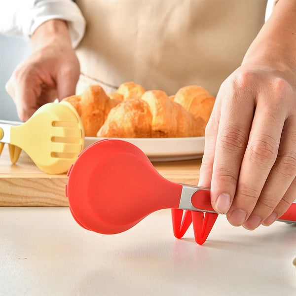 Kitchen Tongs with Silicone Tips and Stand