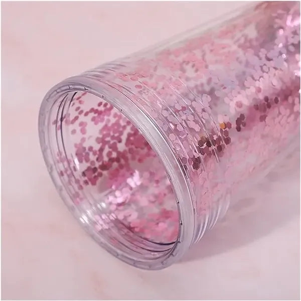 Glitter Coffee Mug with Lid and Straw