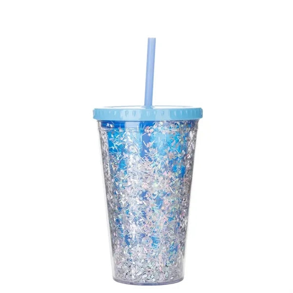 Glitter Coffee Mug with Lid and Straw