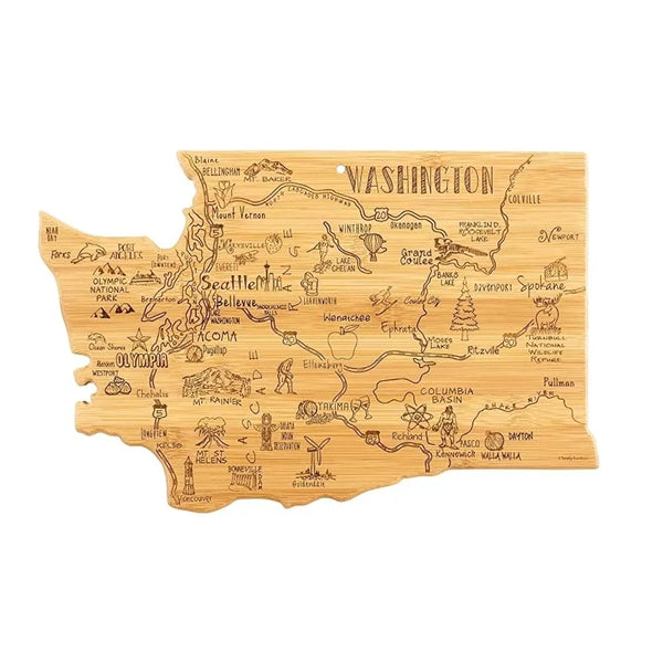 U.S. State Shaped Bamboo Cutting Board