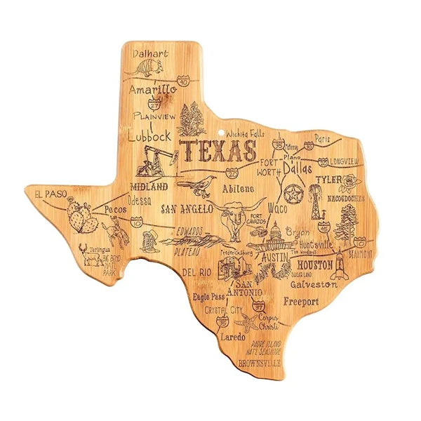 U.S. State Shaped Bamboo Cutting Board