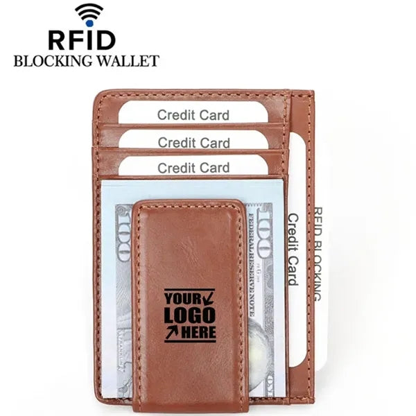 RFID Blocking Leather Card Holder Slim Front Pocket Wallet