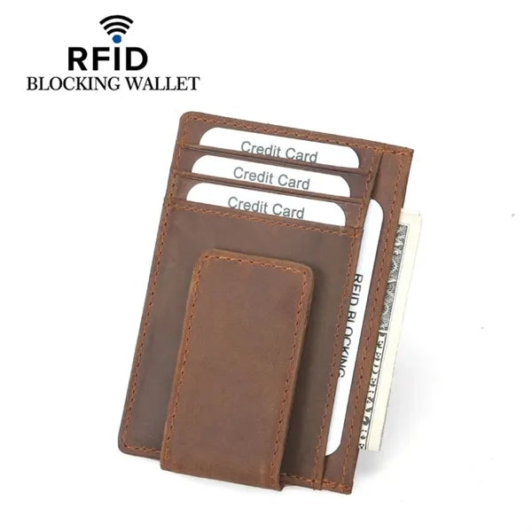 RFID Blocking Leather Card Holder Slim Front Pocket Wallet