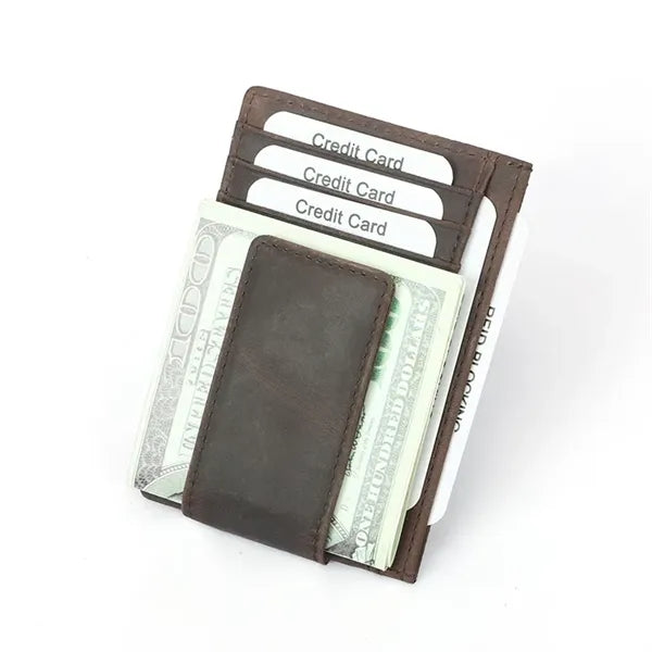RFID Blocking Leather Card Holder Slim Front Pocket Wallet
