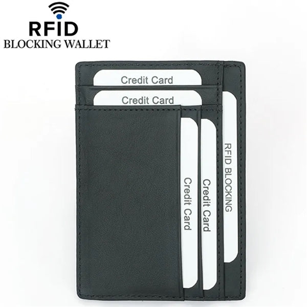 RFID Blocking Leather Wallet Zipper Credit Card Holder