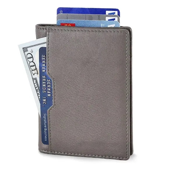 Front Pocket Minimalist Leather Slim Wallet RFID Blocking