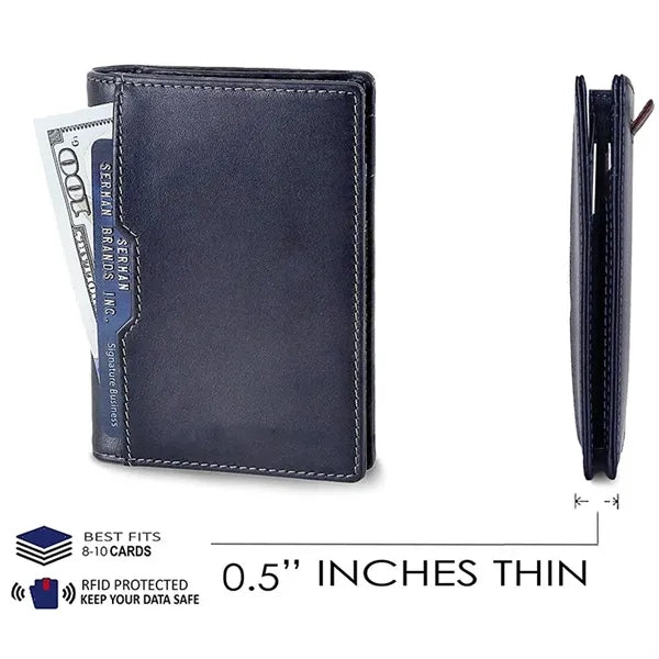 Front Pocket Minimalist Leather Slim Wallet RFID Blocking