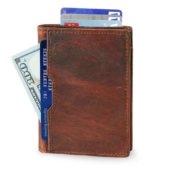 Front Pocket Minimalist Leather Slim Wallet RFID Blocking