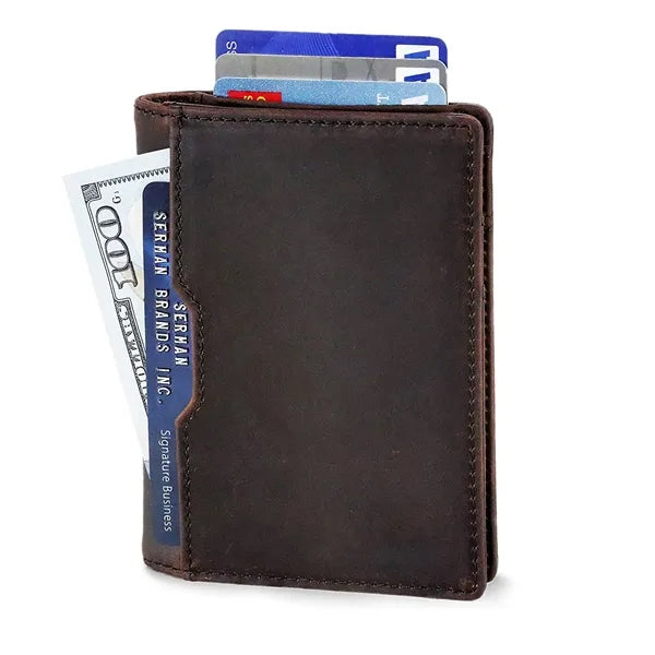 Front Pocket Minimalist Leather Slim Wallet RFID Blocking