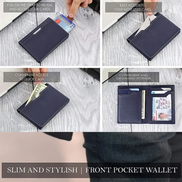 Front Pocket Minimalist Leather Slim Wallet RFID Blocking
