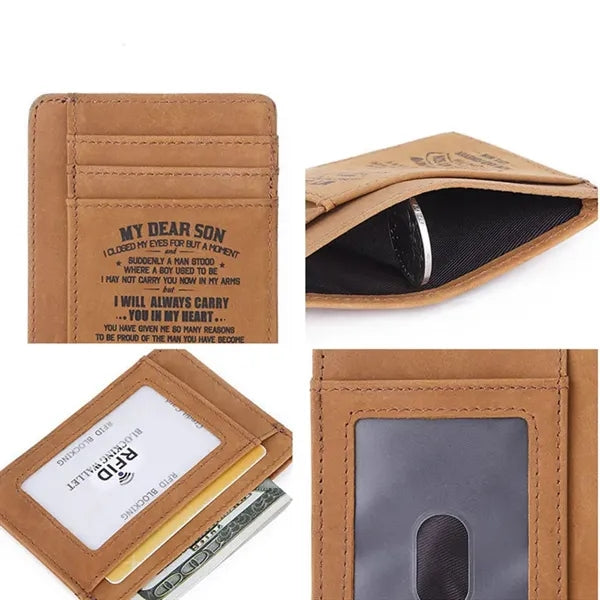 RFID Blocking Leather Slim Front Pocket Wallet