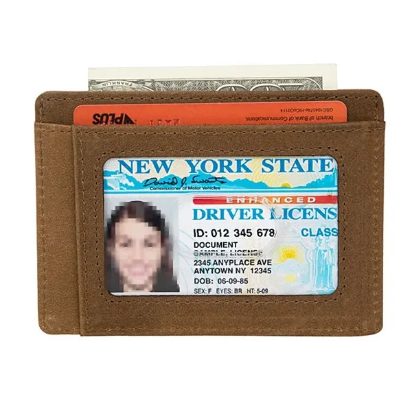 RFID Blocking Leather Slim Front Pocket Wallet