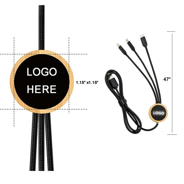 47 inch Bamboo LED Multi Charging Cable