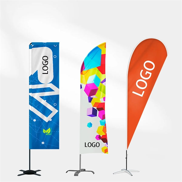 Advertising the outdoor waterflood base beach flag