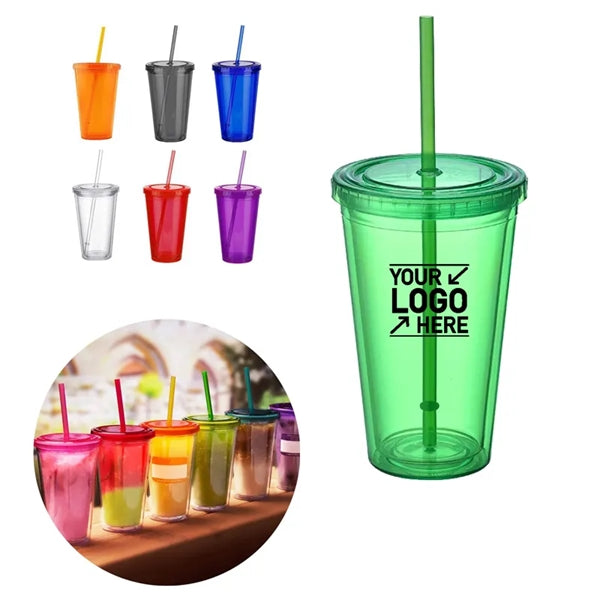 16oz Double Wall Cool Acrylic Tumbler Plastic Tea Cups
