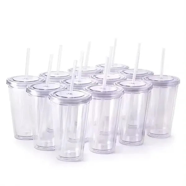 16oz Double Wall Cool Acrylic Tumbler Plastic Tea Cups
