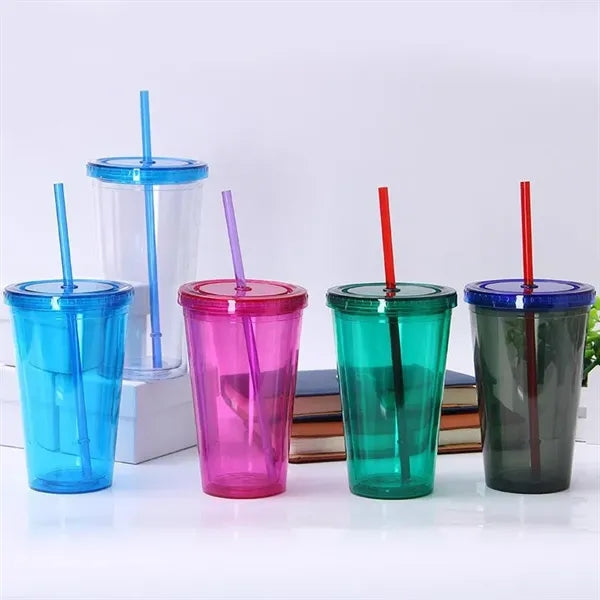 16oz Double Wall Cool Acrylic Tumbler Plastic Tea Cups