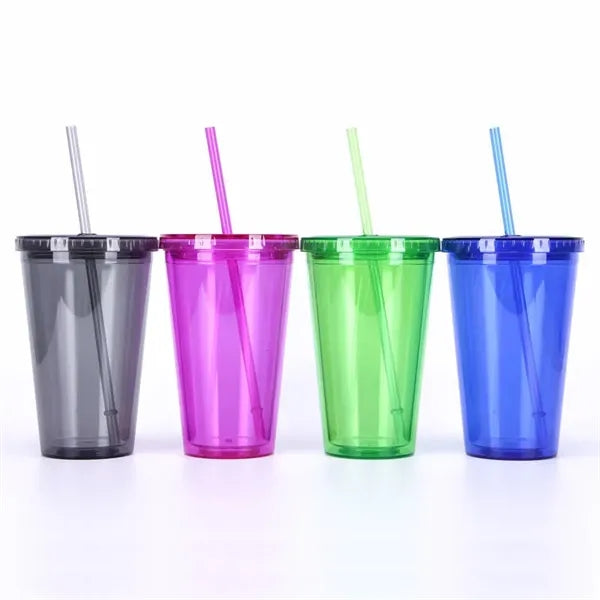 16oz Double Wall Cool Acrylic Tumbler Plastic Tea Cups