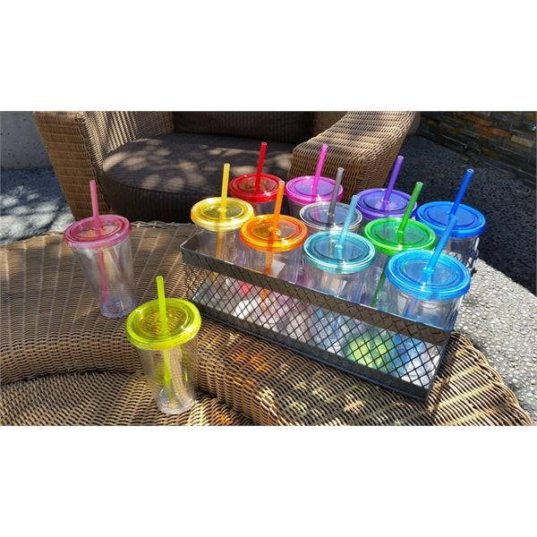 16oz Double Wall Cool Acrylic Tumbler Plastic Tea Cups