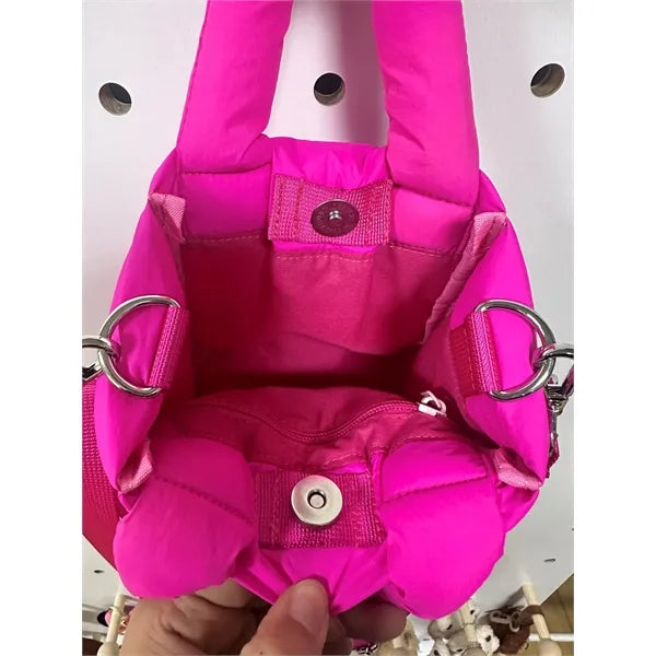 Mini Puffer Tote Bag Quilted Soft Lightweight Womens Handbag