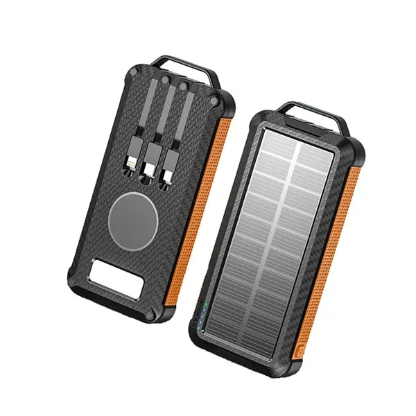 Solar Power Bank and Wireless Charger Built-in Cable