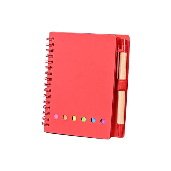 Kraft Spiral Notebook With Pen & Sticky Note Set