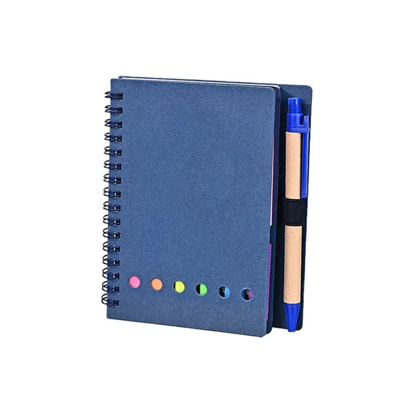 Kraft Spiral Notebook With Pen & Sticky Note Set