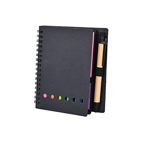 Kraft Spiral Notebook With Pen & Sticky Note Set