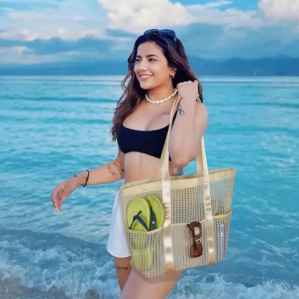Family Vacation Essential Mesh Beach Handbag