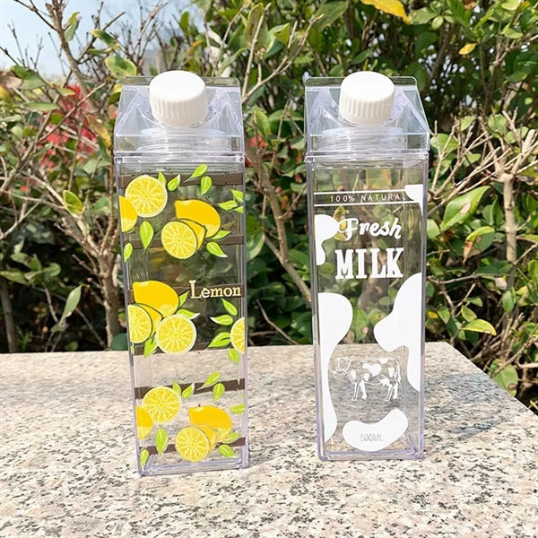 17 oz Clear Milk Case Square Double Wall Plastic Bottle