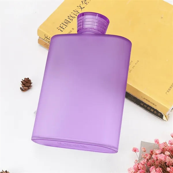 14 oz Square Sport Flat Plastic Water Bottle with Rope